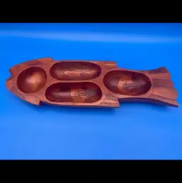 Hand-Carved Fish Shaped Serving Tray or Wall Hanging Decor - 20" Long