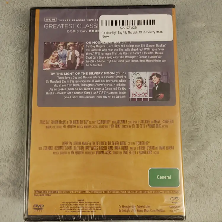 DVD. TCM Double Feature. On Moonlight Bay and By The Light of the Silvery Moon. With Doris Day. Brand new. Unopened.