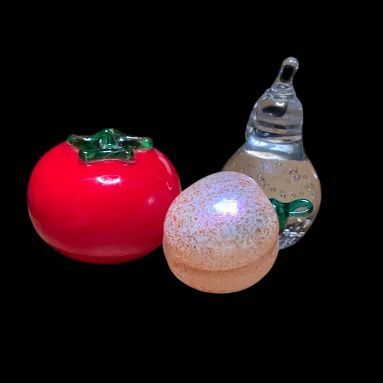 14. Eat Your Fruit Set Of Three Glass Fruit.