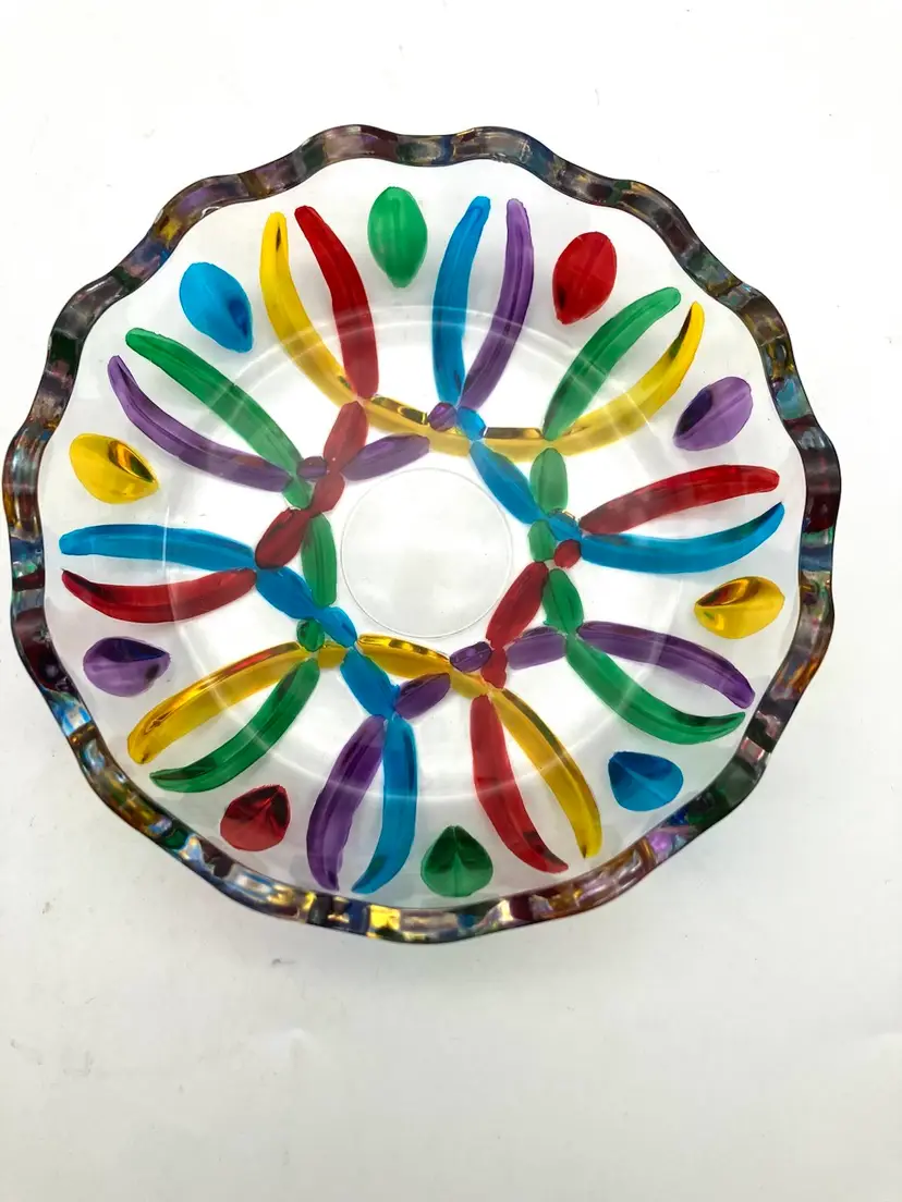 BIN - Zecchin / Due Zeta Style Hand Painted Art Glass Trinket Dish 4.75” #2