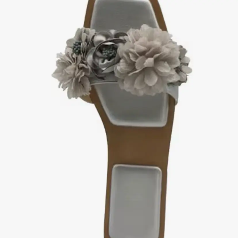 Charles by Charles David Silver Floral Slide Sandals