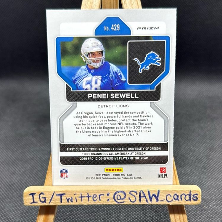 Penei Sewell 2021 Prizm Silver Detroit Lions