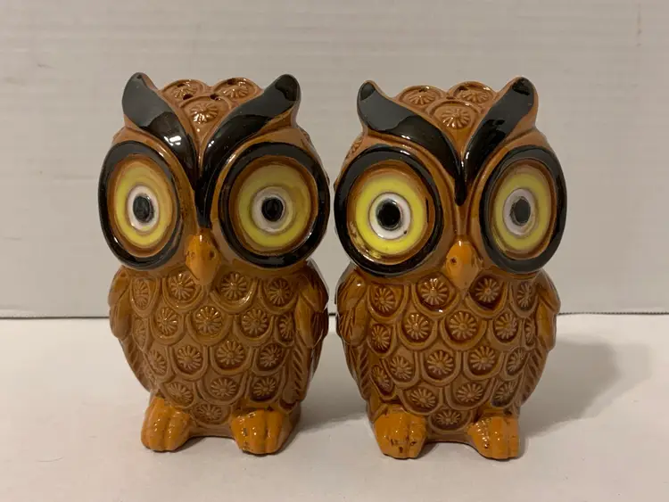 1970s Large Vintage Owl Salt And Pepper Shakers Made In Japan - 5.5”