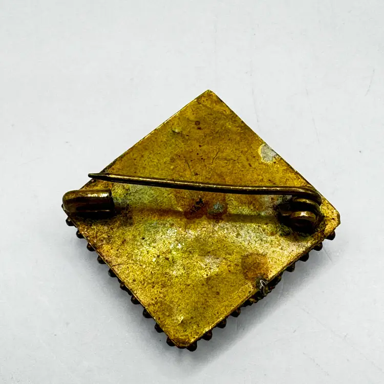 Antique Italian Square Micro Mosaic Floral Bouquet Flower Brooch, Absolutely Beautiful, Measures 1”