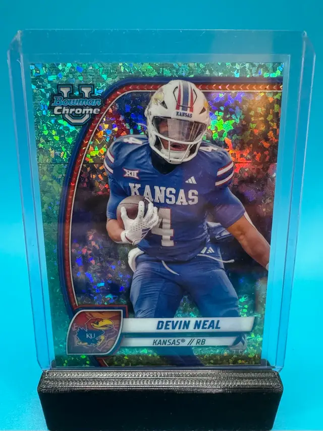 Devin Neal Bowman Chrome U Aqua Mini Diamonds Refractor Kansas Jayhawks