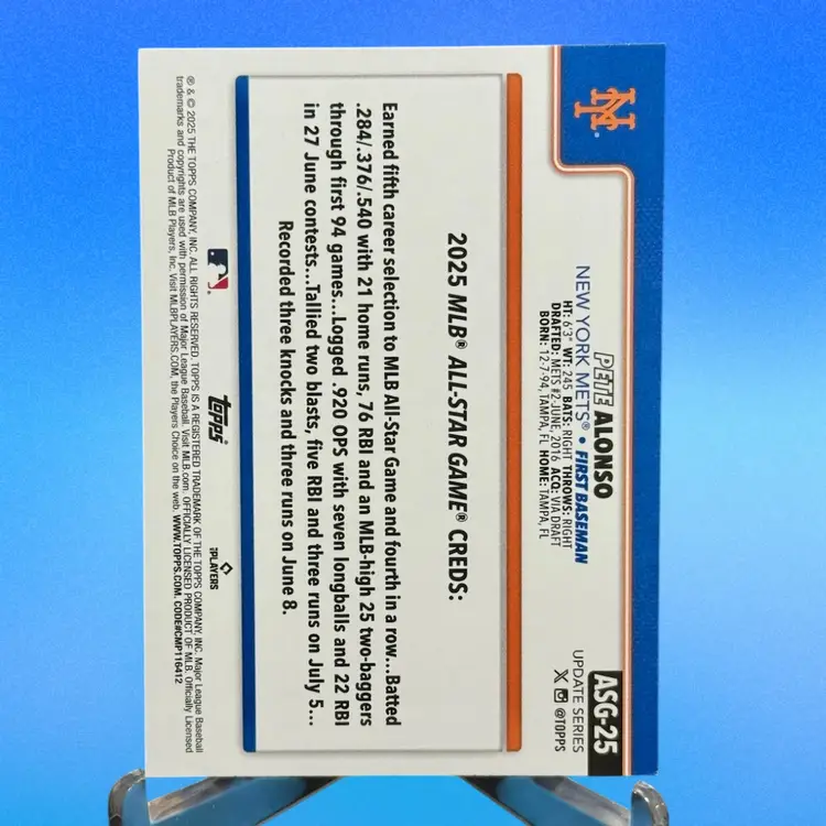 2025 Topps Update Pete Alonso #ASG-25 All-Star Game Foil New York Mets