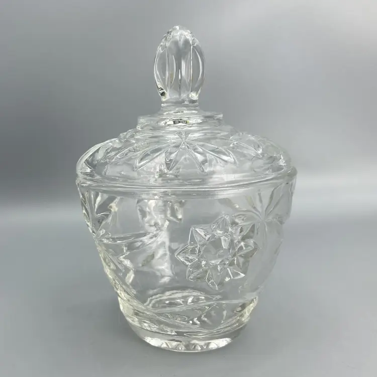 Anchor Hocking Star of David Pattern Sugar Bowl / Candy Dish - Vintage