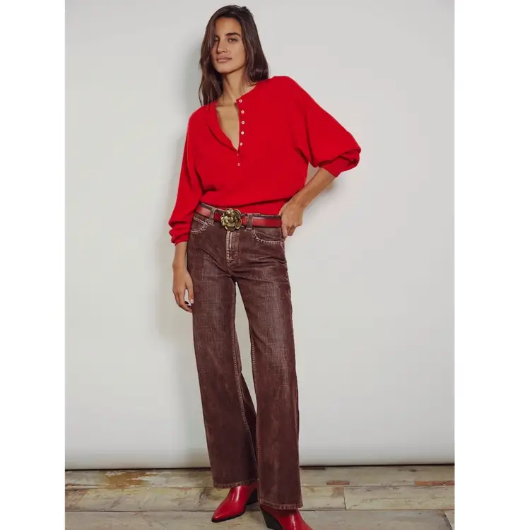 NWT WE THE FREE TINSLEY BAGGY HIGH RISE FLOCKED JEANS | OTTER