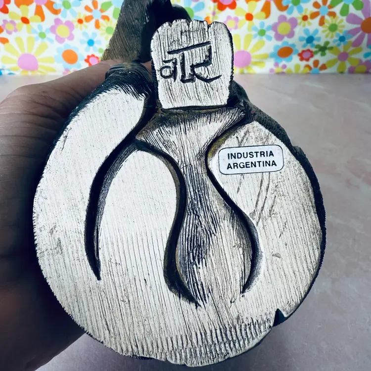 Vintage Artesanía Rinconada Large Black Cat Signed Figurine