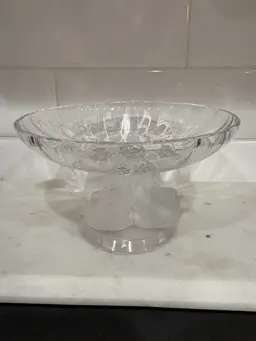 LALIQUE Crystal 'Nogent' Sparrow Birds Pedestal Compote/Candy Dish