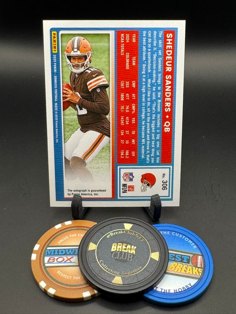 Shedeur Sanders Auto 073/199 Rated Rookie 2025 Donruss Cleveland Browns
