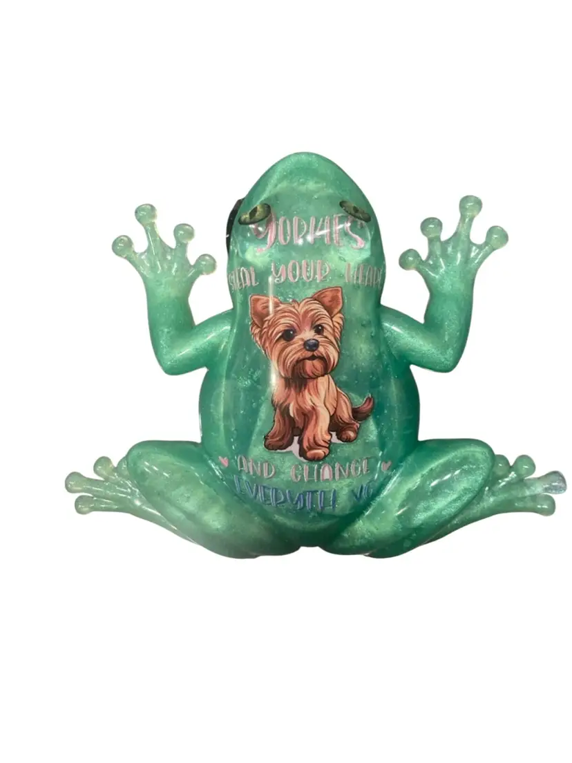 Green “Yorkie ”Frog Figurine