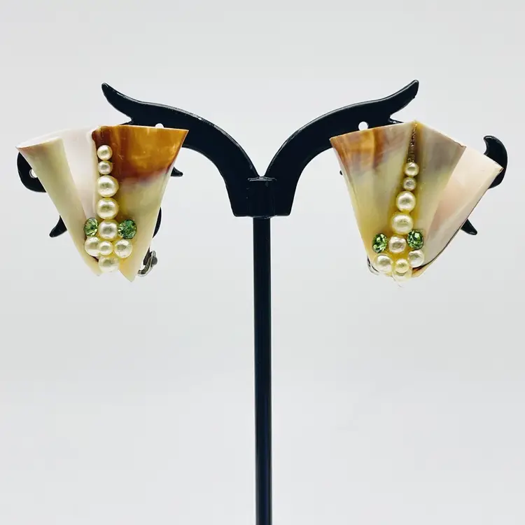 Enamel Bow Brooch And Earrings Set Gold Cream Brown Tone Vintage Creations Boxed 11976