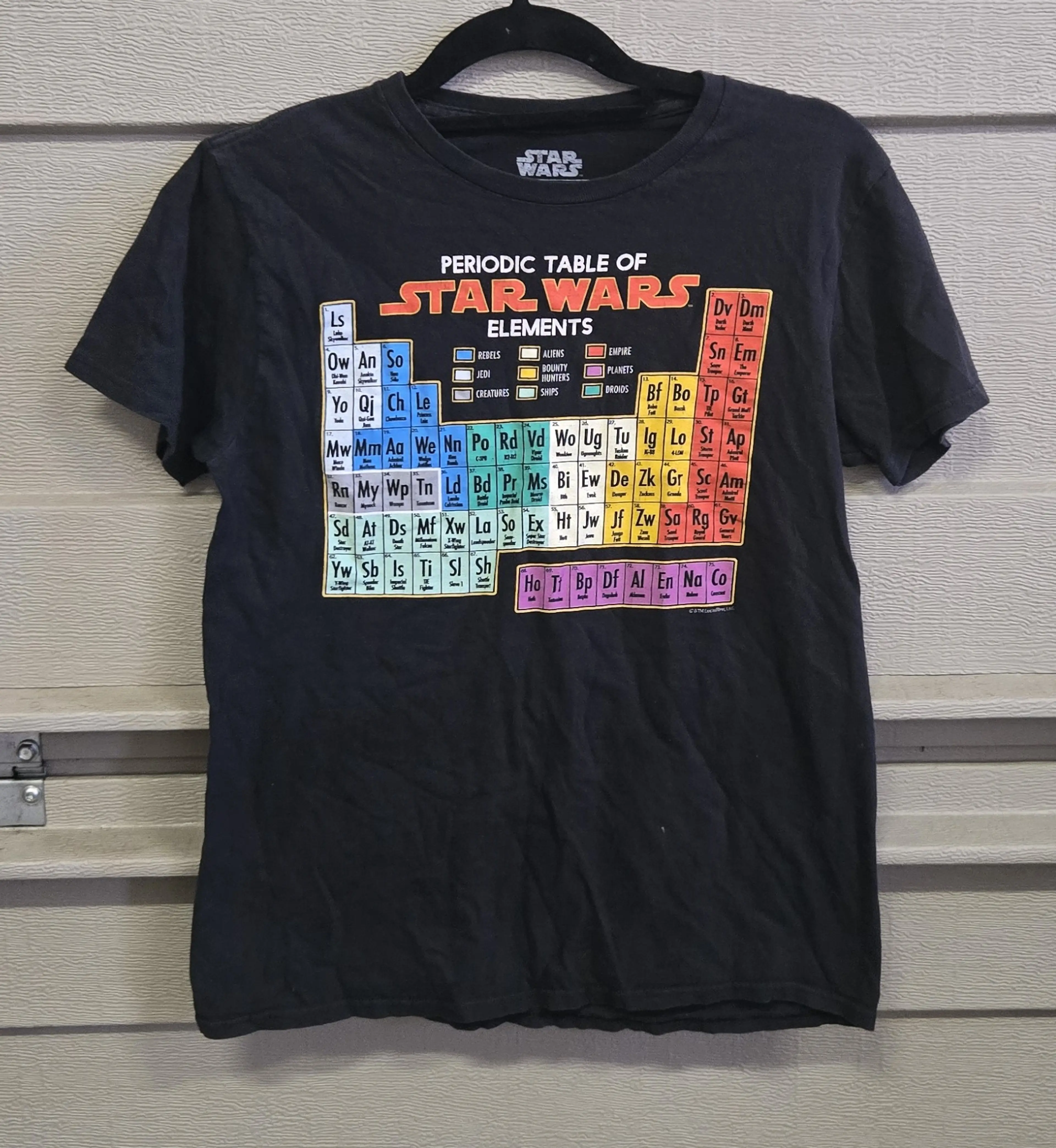 Star Wars Periodic Table Elements Black Short Sleeve T-Shirt Size Medium