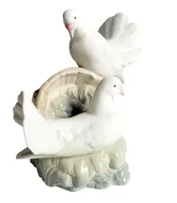Vintage Porcelain Turtle Dove Porceval Figurine Bird Sculpture Valencia Spain