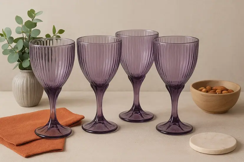 Fostoria Monet Purple 1985 Crystal Goblet (4)