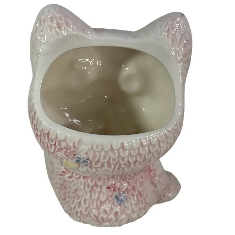 Brinn’s Ceramic Pink Floral Dog Planter 6” x 4”