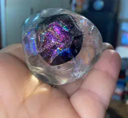 Timothy E Landers Signed MOON ROCK Dichroic Art Glass Paperweight 2” Vintage