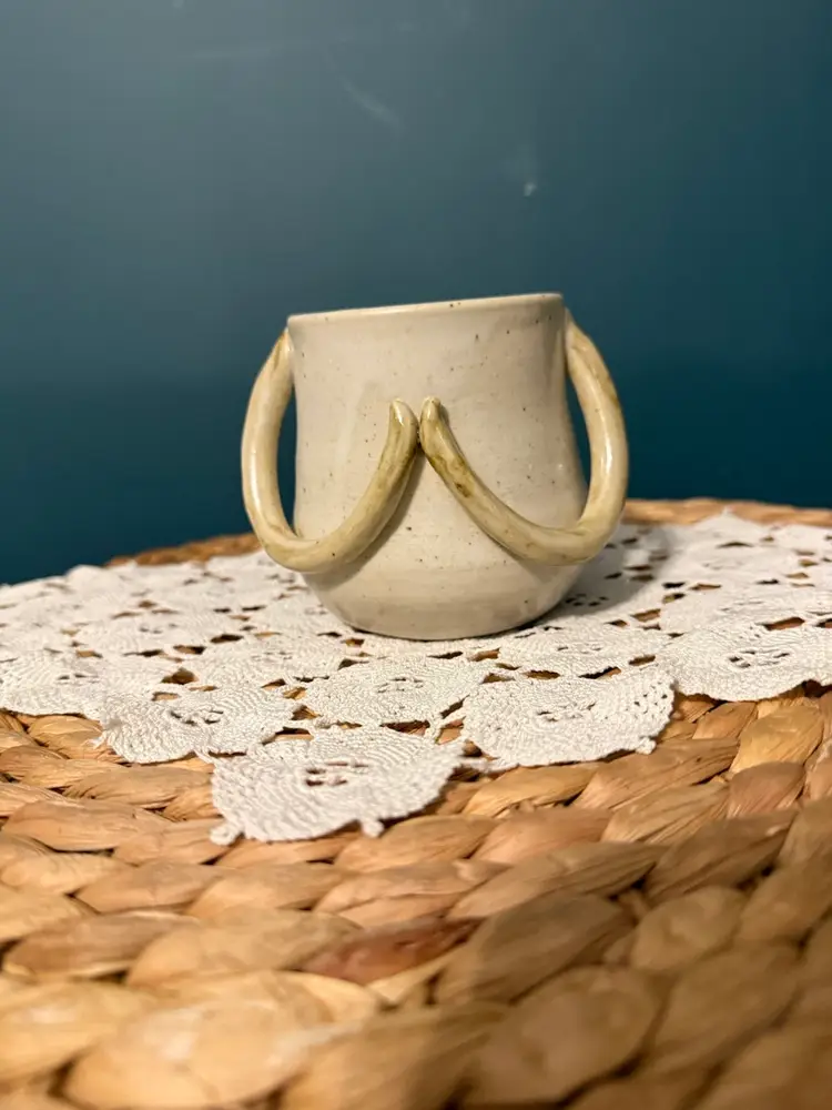 Handmade Studio Pottery Vase w/ Sculptural Loop Handles – Signed 5/ 23 Artisan