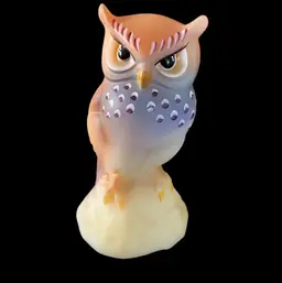 Fenton Art Glass HP By Frances Burton Limited Edition #9/12 2016 Satin Opal Glass Owl Figurine 5.75” x 3”