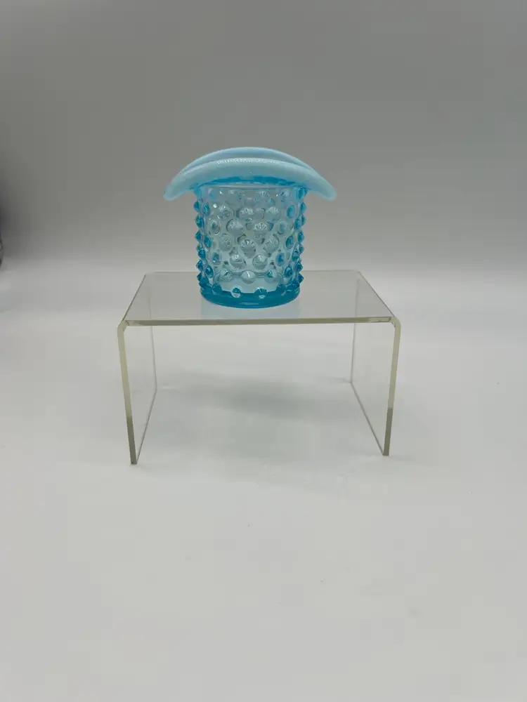 Fenton Blue Glass Hobnail Hat Toothpick or Small Vase