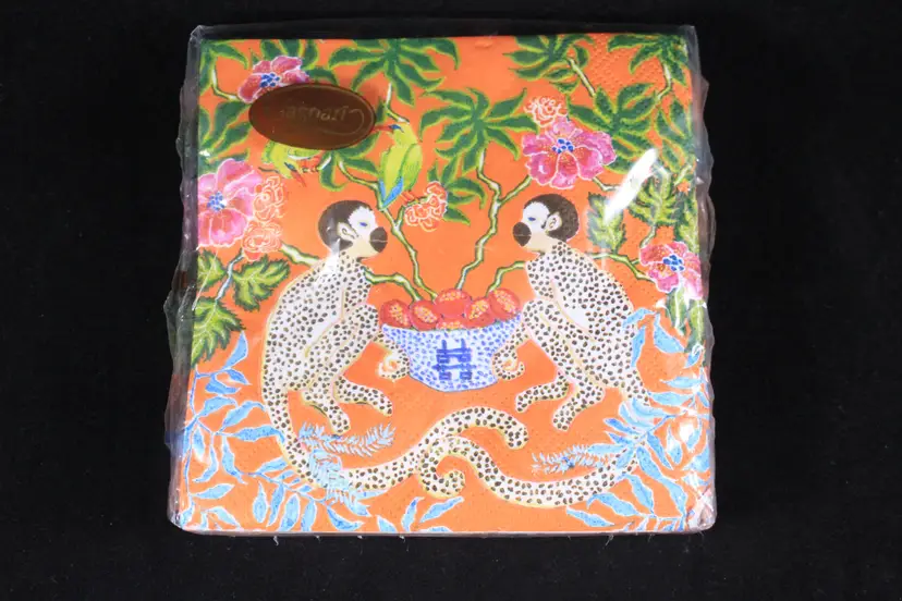 Monkeys Paper Cocktail Napkins in Orange - Pack of 20