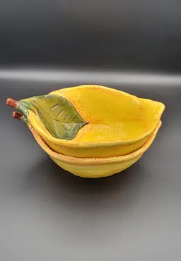 Pier 1 Lemon Orchard 8" Figural Serving Bowl Handpainted Set of 2