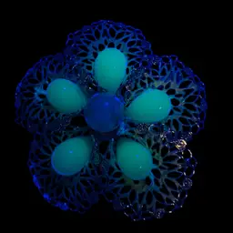 Gorgeous Goldtone Filigree Yellow Enamel Glowy Glass Bead Flower Brooch 2”