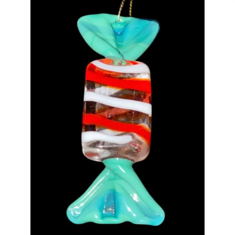 #03- Just In Large 1980/90s Art Glass Hand Blown Candy 2.25" X 5/8"