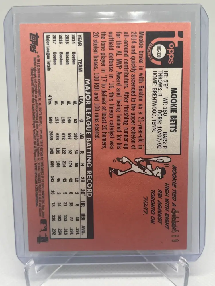Mookie Betts - 2018 Topps Heritage Refractor /569 - Boston Red Sox