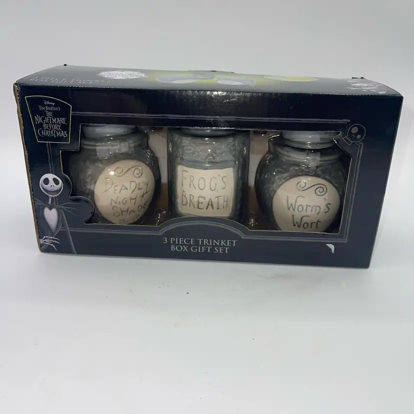 The Nightmare Before Christmas Jars 3 Piece Trinket Box Gift Set Sally Jars