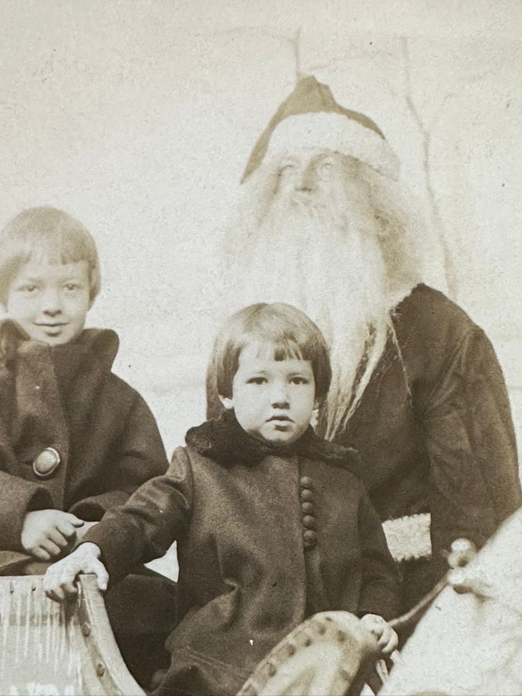 1924 Antique RPPC Photo Postcard Girls w/ Santa Claus