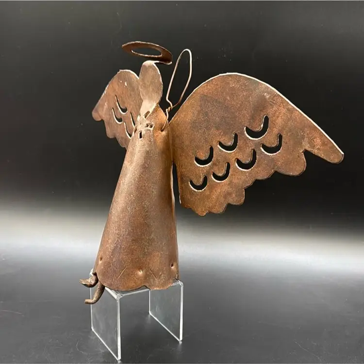 #02 Vintage Rustic Handmade Metal Angel bell Christmas ornament wind chime