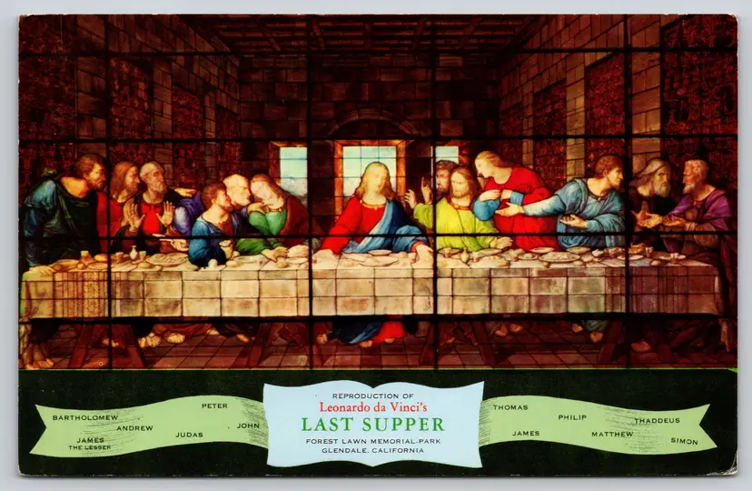Postcard Last Supper Leonardo Da Vinci Forest California - 15877