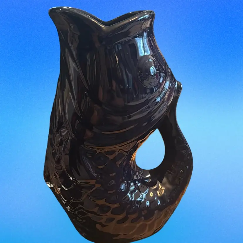 Bistro Brights Blue Gurgling Stoneware Fish Jug