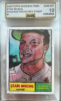 Stan Musial 2025 Topps Shoebox Treasures Stamp #1 AGS 10