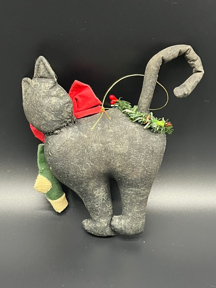 Vintage Christmas Cat - Fabric Ornament