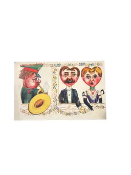 ATQ Comedy Romantic Postcard Disturber of Peace Vinegar choir Couple Heart Head