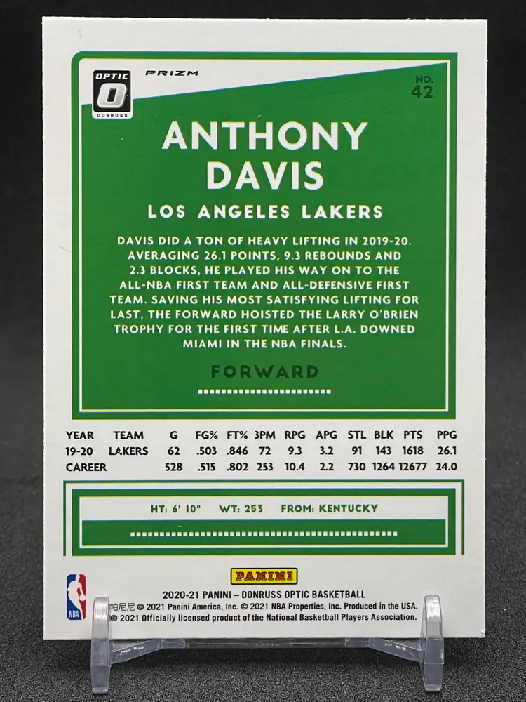 2020-21 Panini Optic Basketball - Anthony Davis Purple Prizm #42