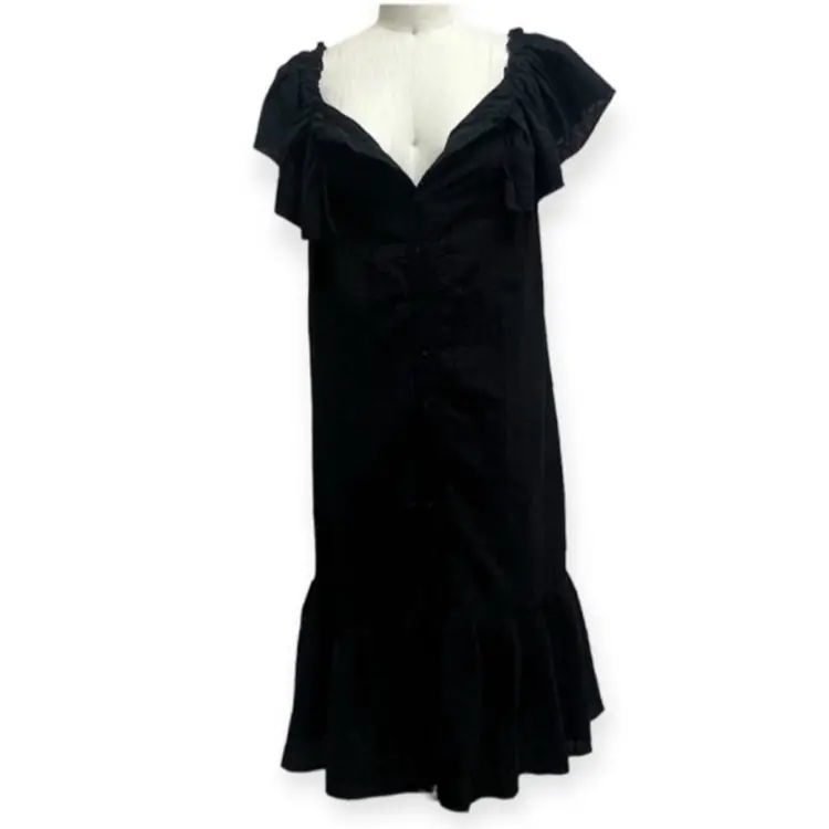 Amaro Off the Shoulder Black Eyelet Dress