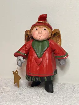 House of Hatten Christmas Ornament Angel Vintage Folk Art Whimsy Decor Ornament