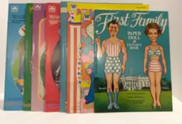 Vintage lot of 7 Paper Doll Books-All Uncut- 1 Preschool Coloring Book NOS