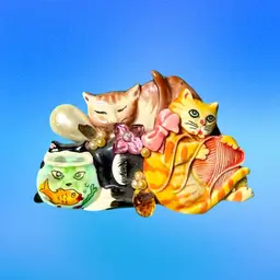 Vintage Handcrafted Playful Kitty Cat Trio Brooch Pin - Cat lovers!