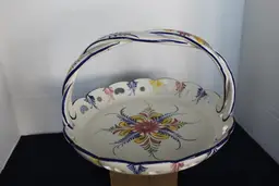 RCCL Handpainted Ceramic Basked Made in Portugal ~ 9" (D) ~ 6.25 (H)