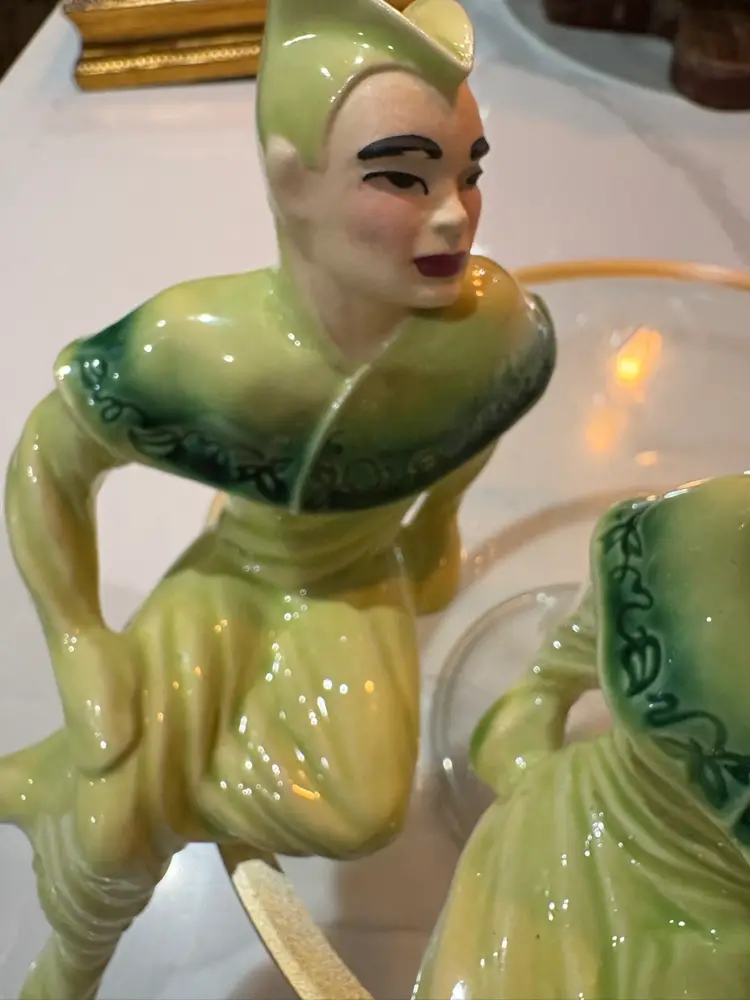 Vintage Ceramic Arts Studio Harlequin Maurice Michele Shelf Sitters Set of 2