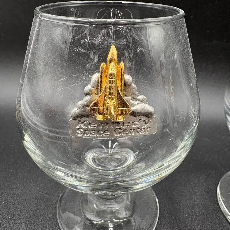 Commemorative  Brandy Snifter Pair - Space Shuttle Kennedy Space Center
