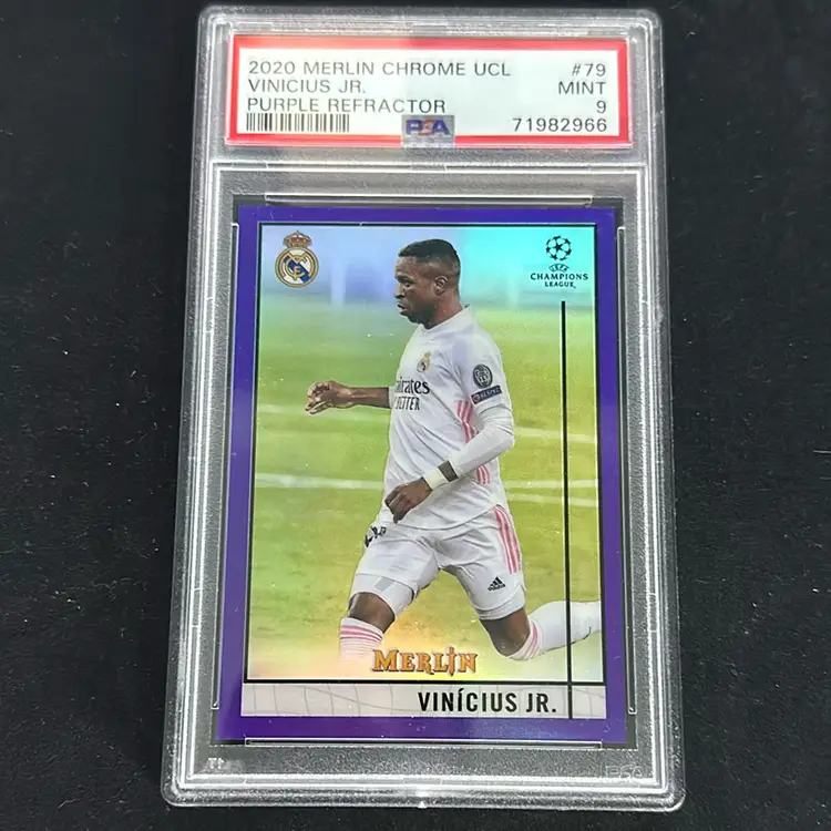 2020-21 Topps Chrome Merlin UEFA Purple Refractor Vinicius JR /299 - PSA 9