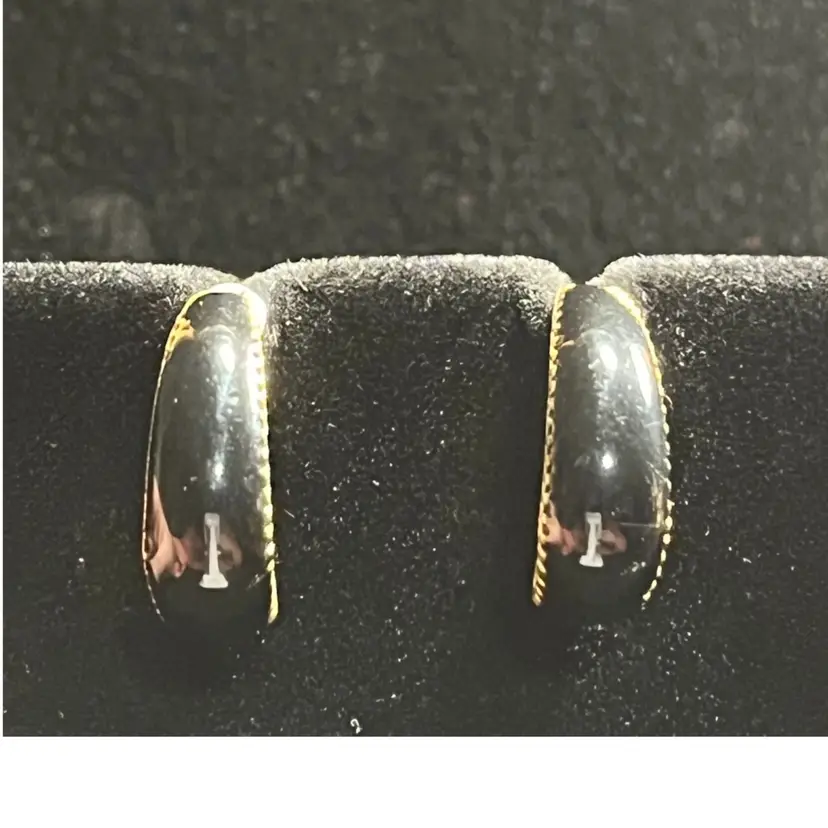 Earrings As Pictured Black Enamel And Gold Plated