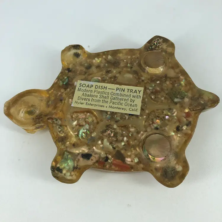 Vintage Lucite Abalone Shell Vomit Soap Dish Trinket Tray