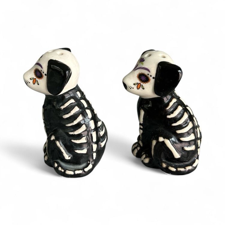Skeleton Ceramic Dog Salt And Pepper Shaker Set